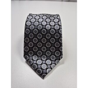 BOCARA Tie Mens One Size Black Geometric 100% Silk Woven Point Classic